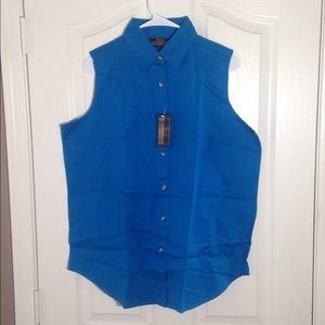 FINAL MARKDOWN Ladies' Blue Generation Sleeveless Work Shirt lrg
